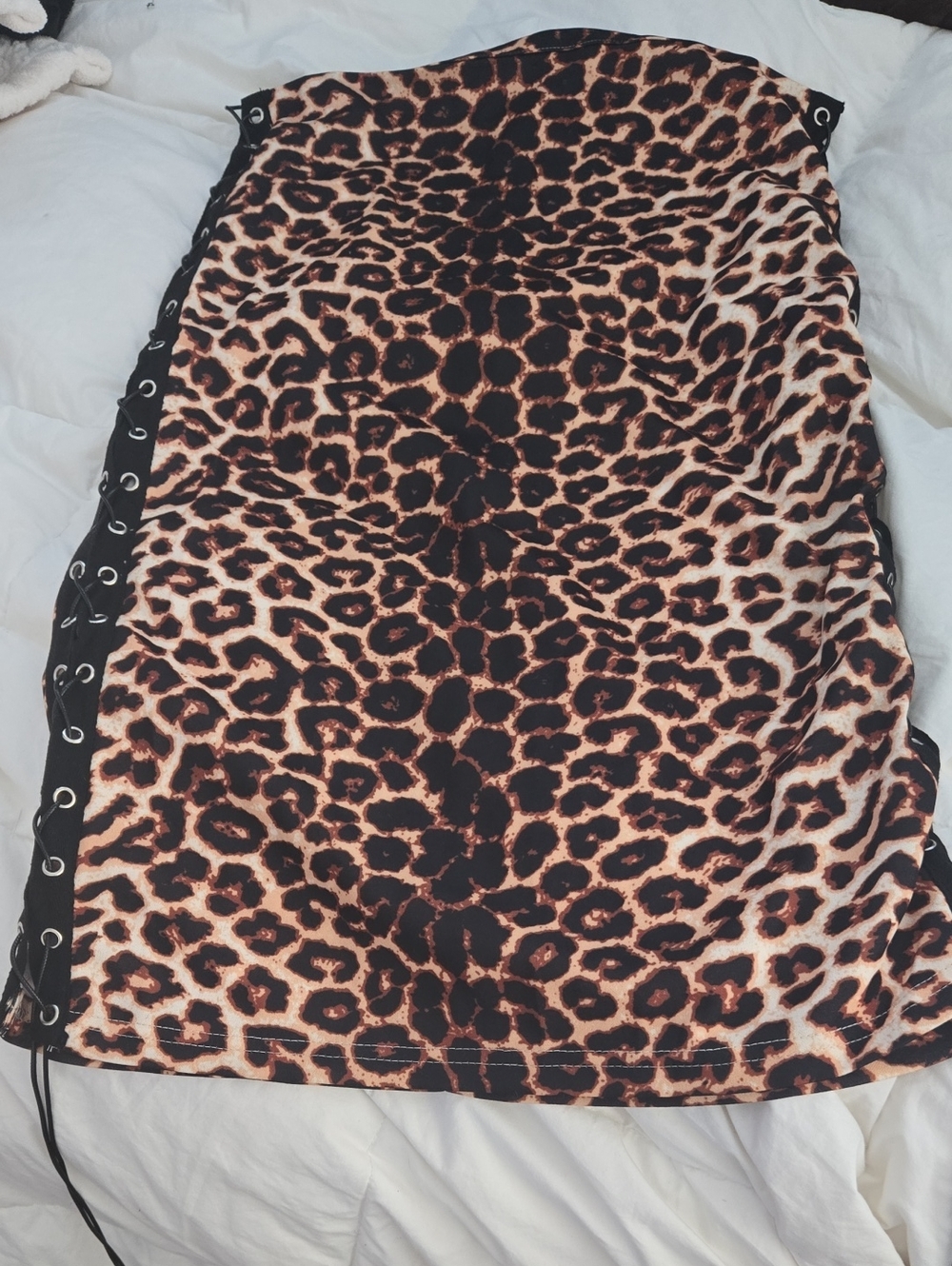 Leopard Print Lace-Up Mini Dress - Brown/Black